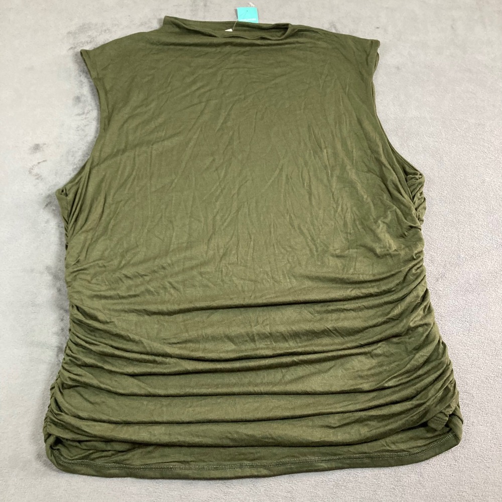 Maurices Women XXL Olive Green Mock Neck Sleeveless Ruched Side Top NWT - Picture 4 of 7